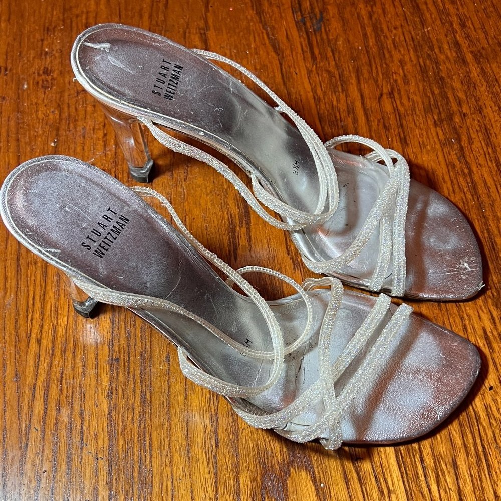 Stuart Weitzman Opalescent /lucite shoes size 8.5